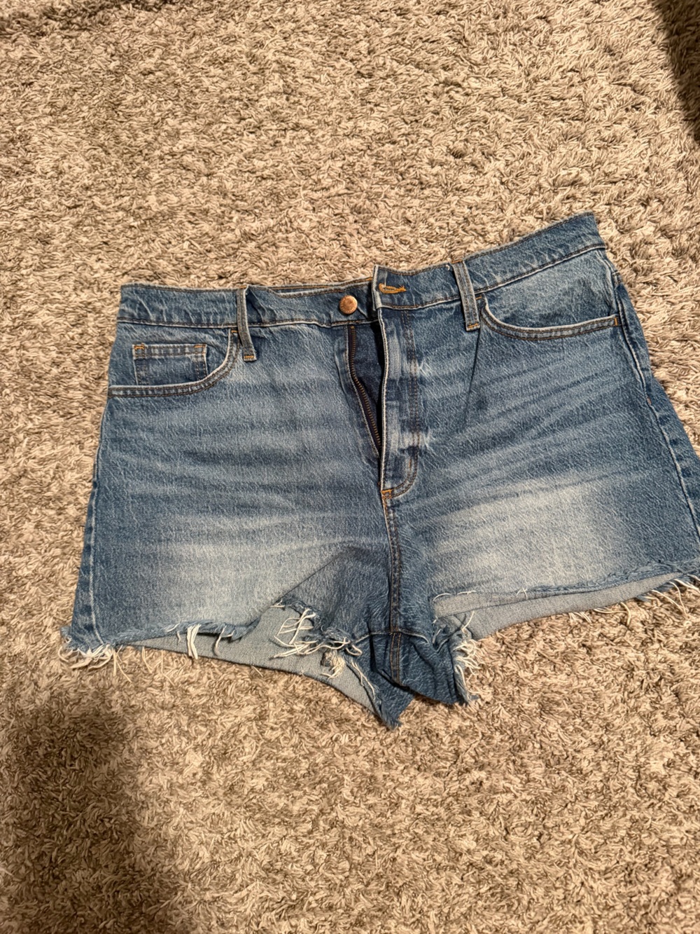 Panhandle Slim Medium Blue Denim Shorts with Contrast Stitching
